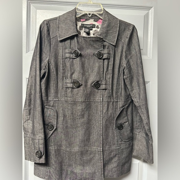 Sandro double breasted black denim jacket with oversize button details. Size Sm - Picture 1 of 10